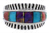 Turquoise Multicolor Inlay Sterling Silver Ring Size 6-1/2 NS39020